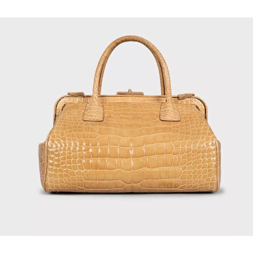 Prada Beige Leather Animal Print Handbag Pre-owned