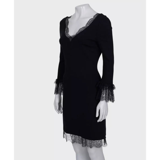 Dolce & Gabbana Black Lace Trim Fitted Dress - IT44 / L Pre-owned