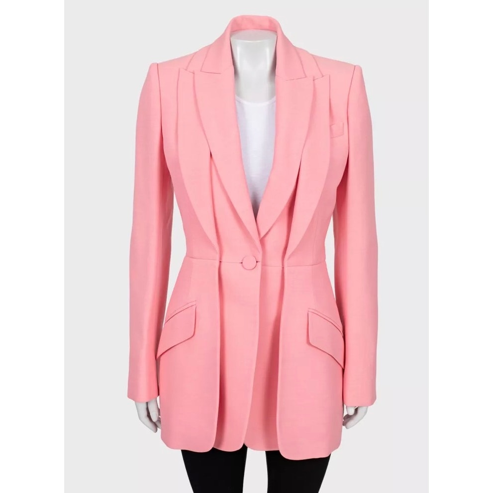 Alexander McQueen Double-Collar Pink Wool Blazer - IT42/M Pre-owned