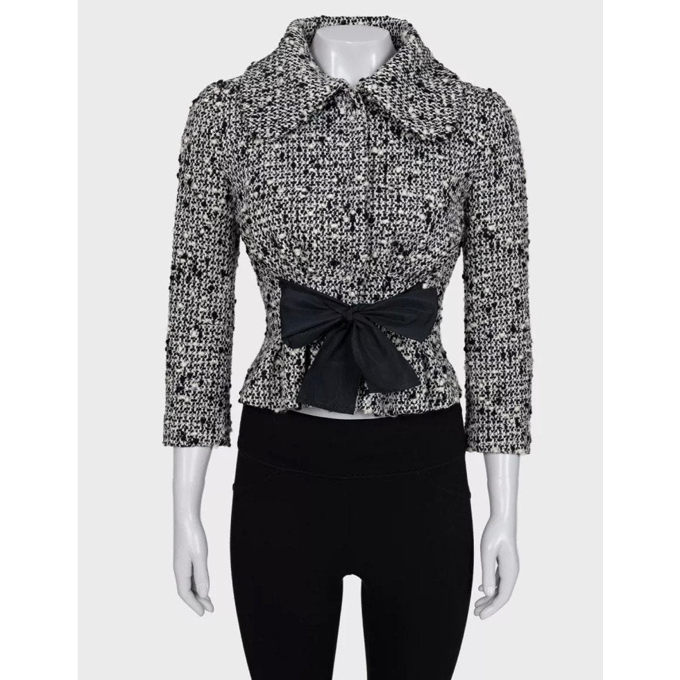 Giambattista Valli Black & White Cropped Wool Coat Sz.40L Pre-owned