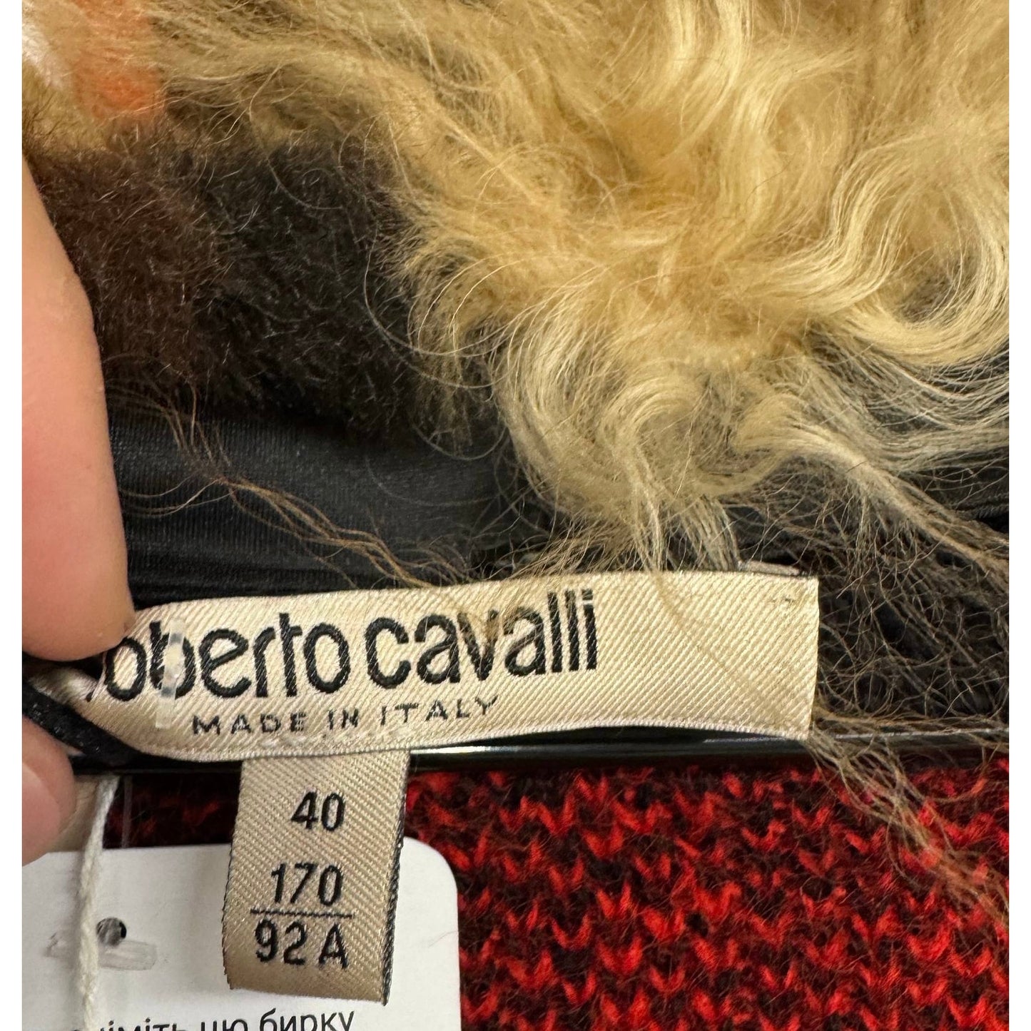 Roberto Cavalli Red Checkered Wool Mohair Cardigan Sz.40/S Pre-owne