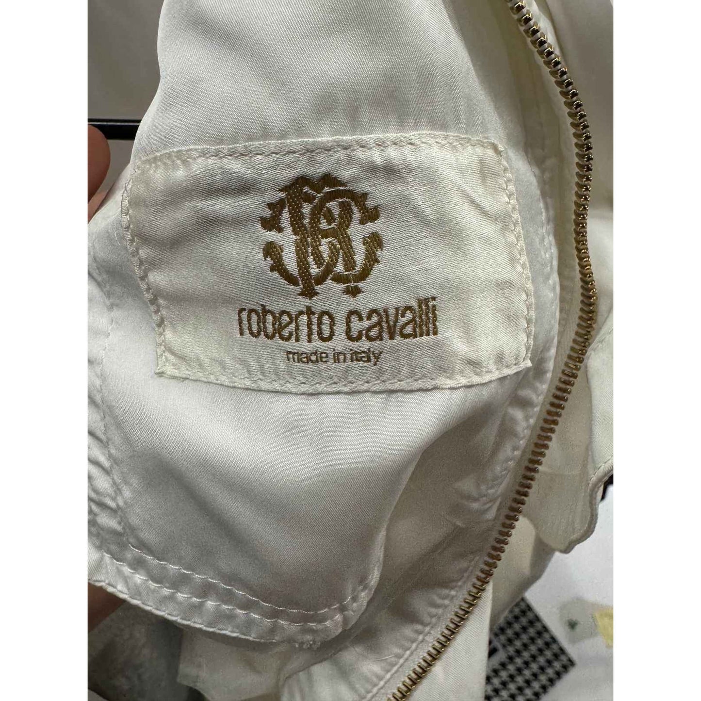Roberto Cavalli White Ruffled Jacket - Size M Pre-owned