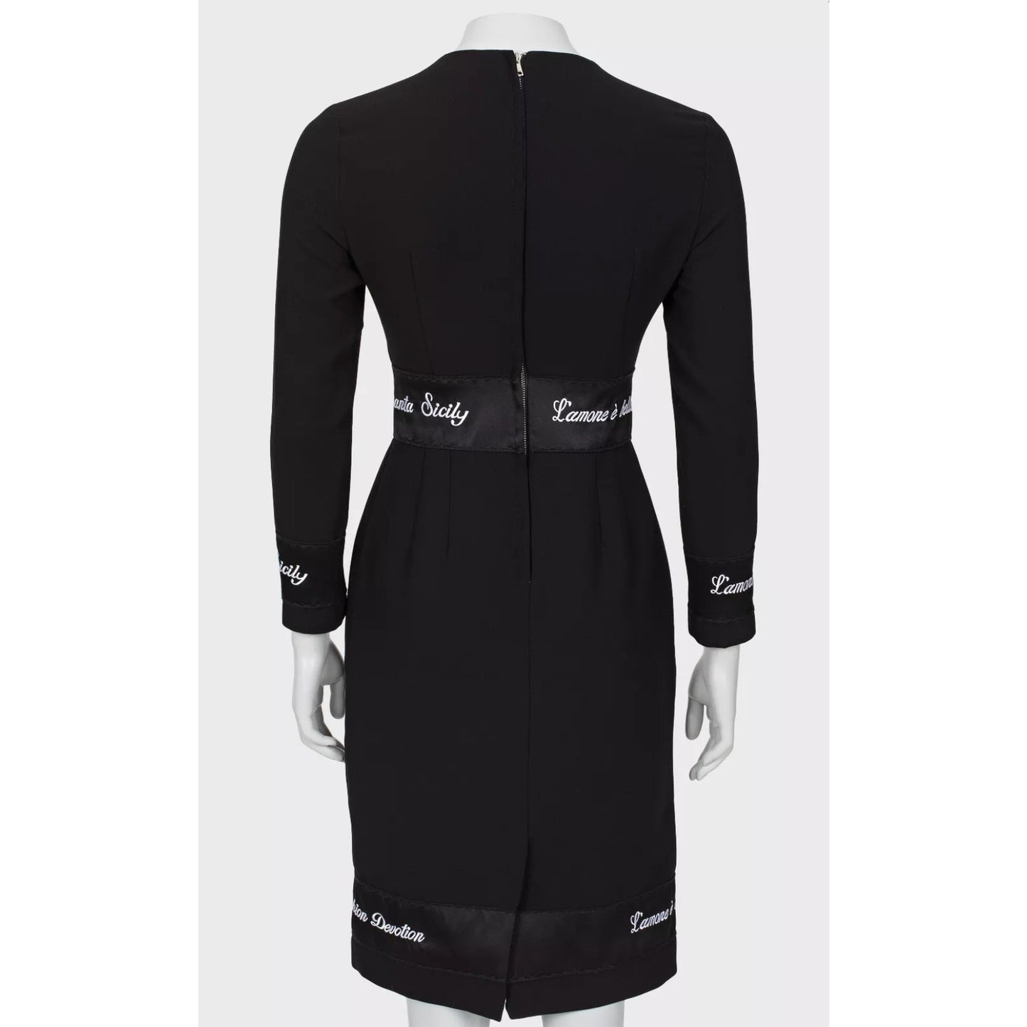 Dolce & Gabbana Black Wool Embroidered Midi Dress Sz36/XXS Pre-owned