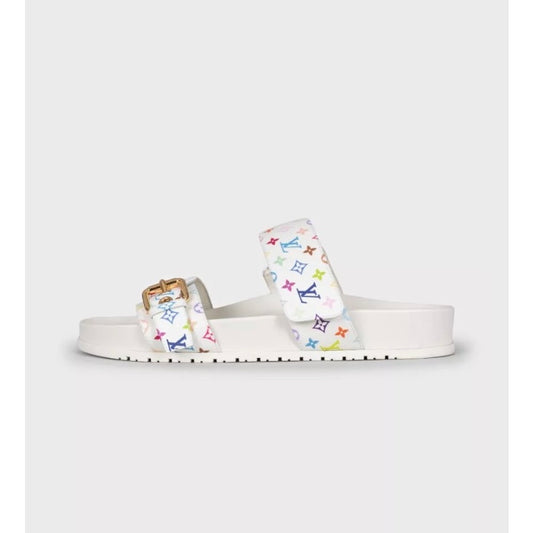 Louis Vuitton x Murakami Leather Slides - White, Size 38 Pre-owned