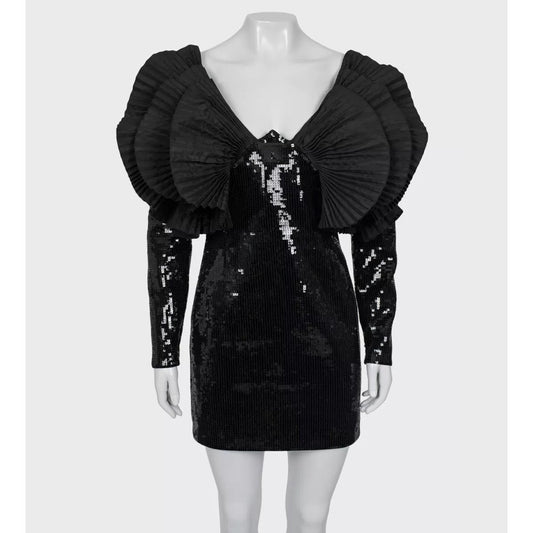 Saint Laurent Black Wool Sequin Dress - Size FR36 (S) Pre-owned