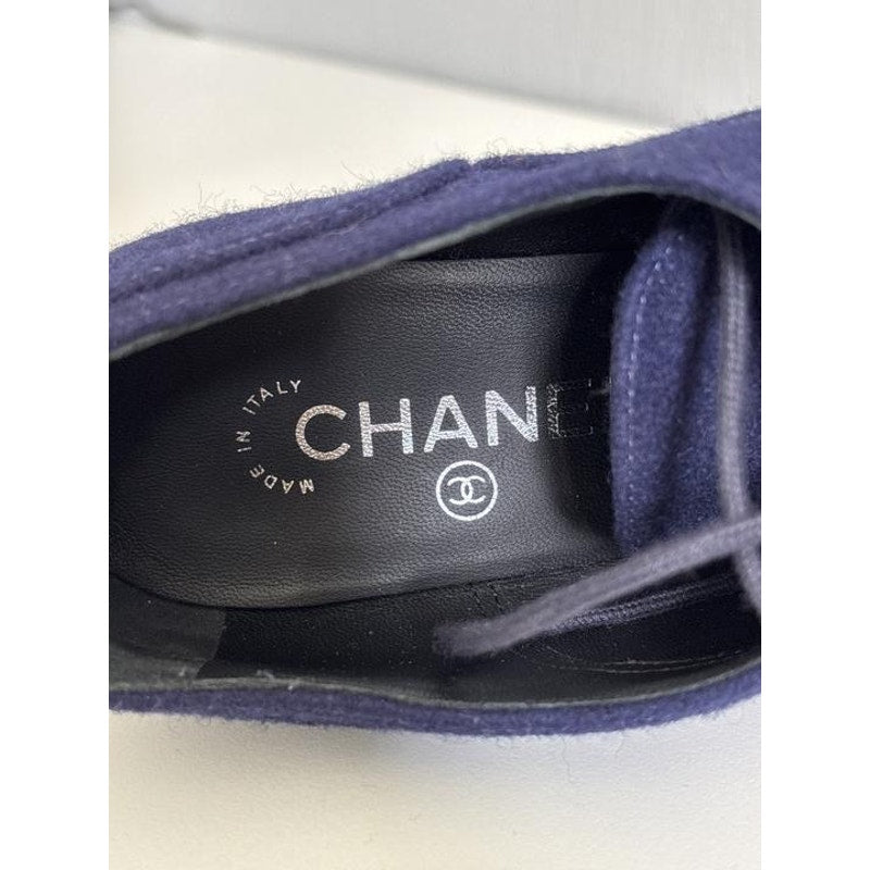 Chanel Blue Textile Lace-Up Ankle Boots - EU 38 Pre-owned