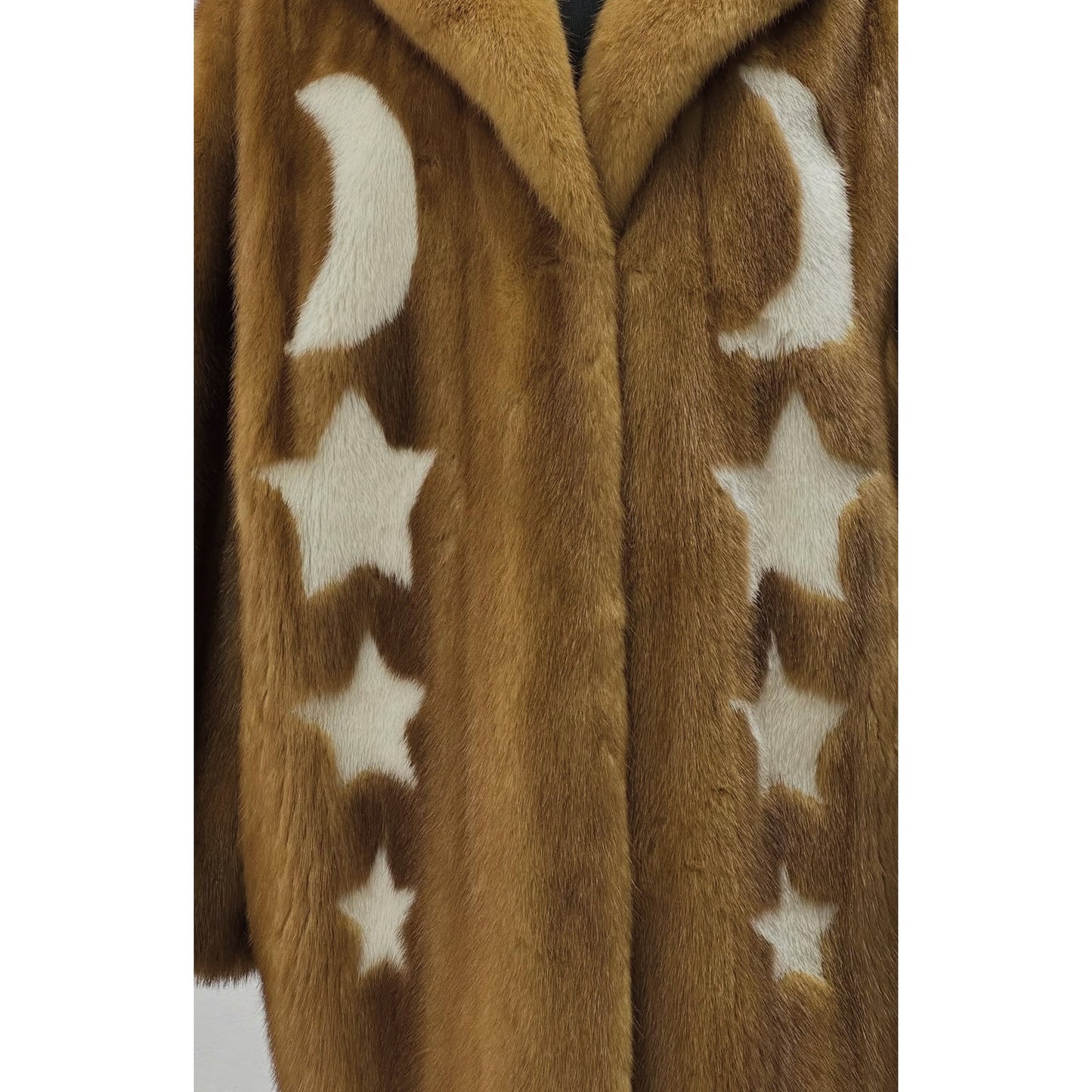 MATE 2017 Brown Mink Fur Coat with White Stars -Sz.42/ M Pre-owned