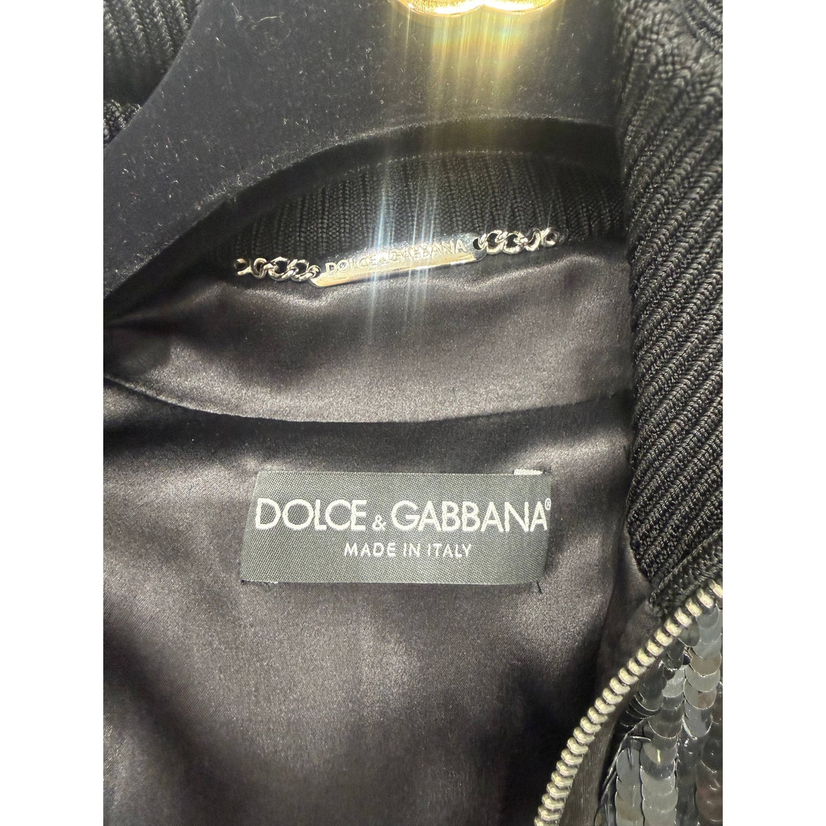 Dolce & Gabbana Black Sequin Bomber Jacket Sz.38 Pre-owned