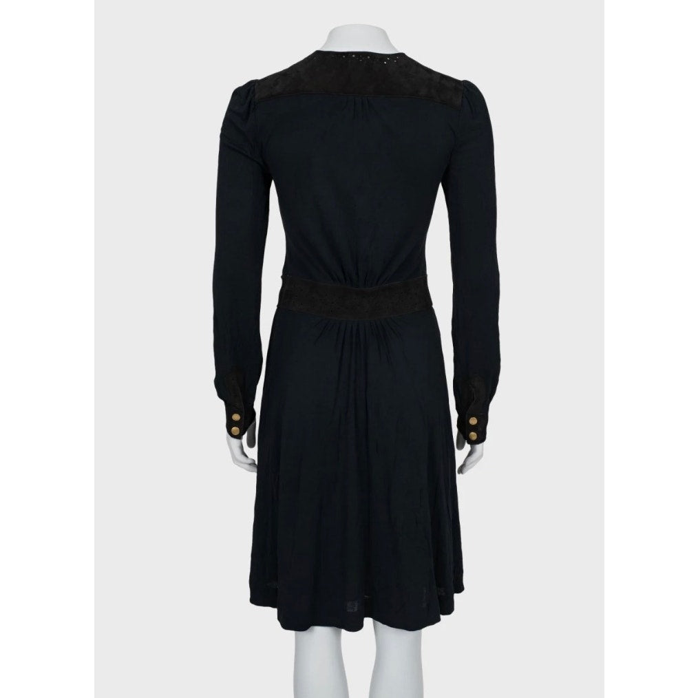 Gucci Blue Fitted Dress with Faux Leather Belt M pre-owned