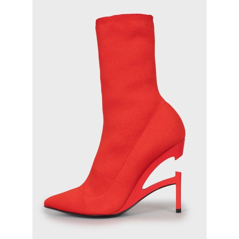 NWOB Ben Taverniti Unravel Project Red Stiletto Ankle Boots Sz.36 Pre-owned