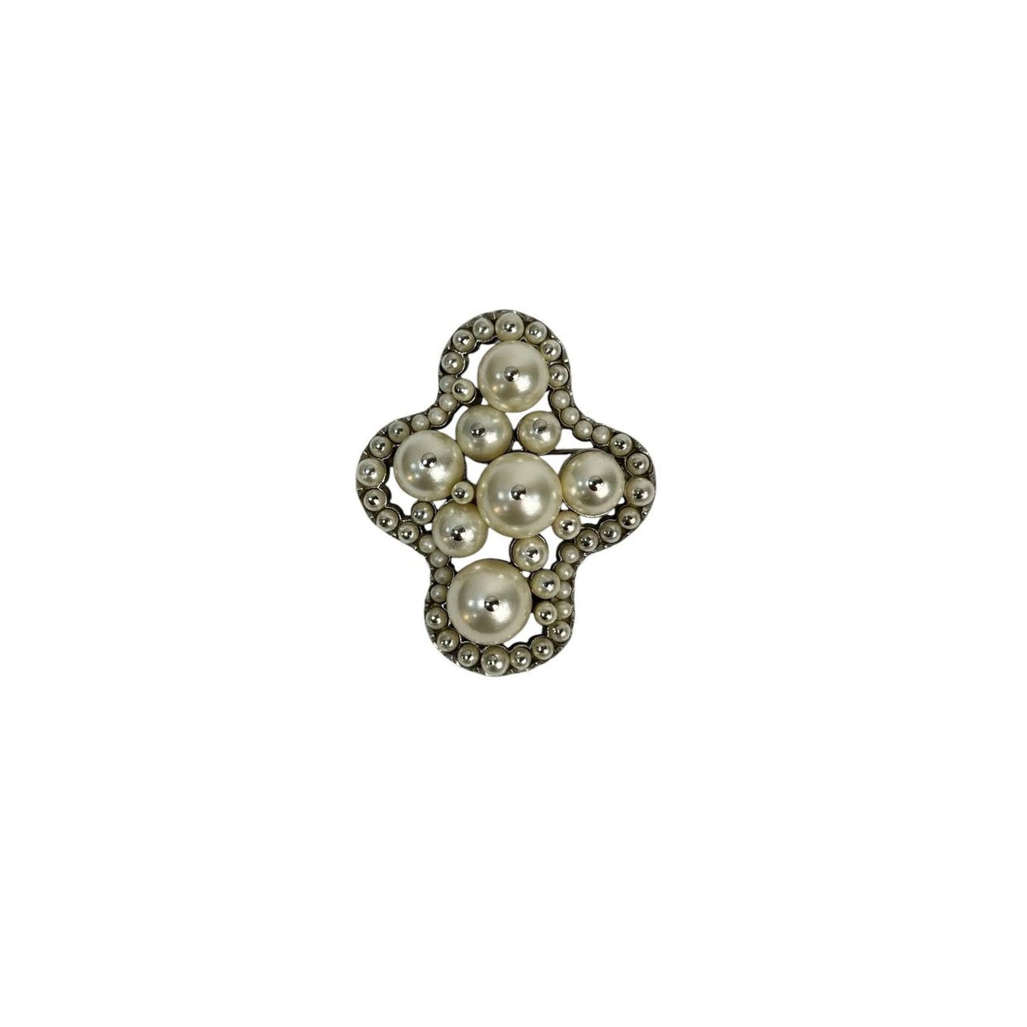 Chanel Cross-Shaped Pearl Details Brooch Pre-owned