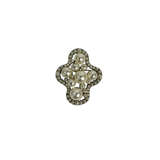 Chanel Cross-Shaped Pearl Details Brooch Pre-owned