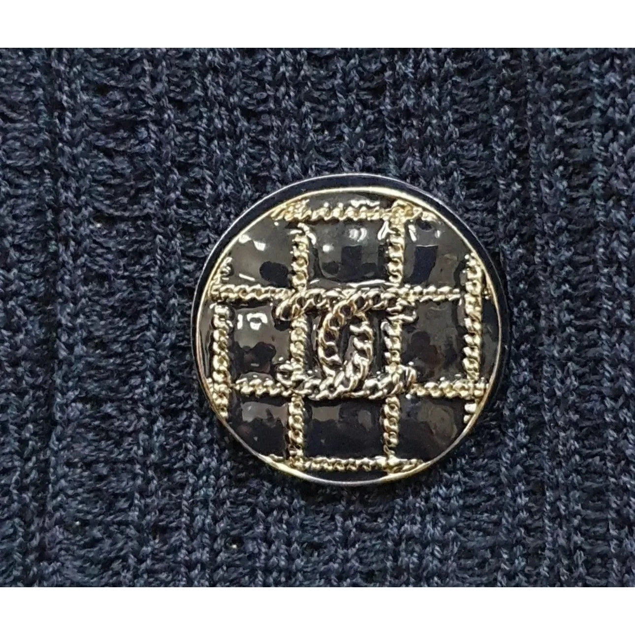 CHANEL Double Breasted Sweater Blazer Navy Blue Jacket Blazer Sz.38 Pre-owned