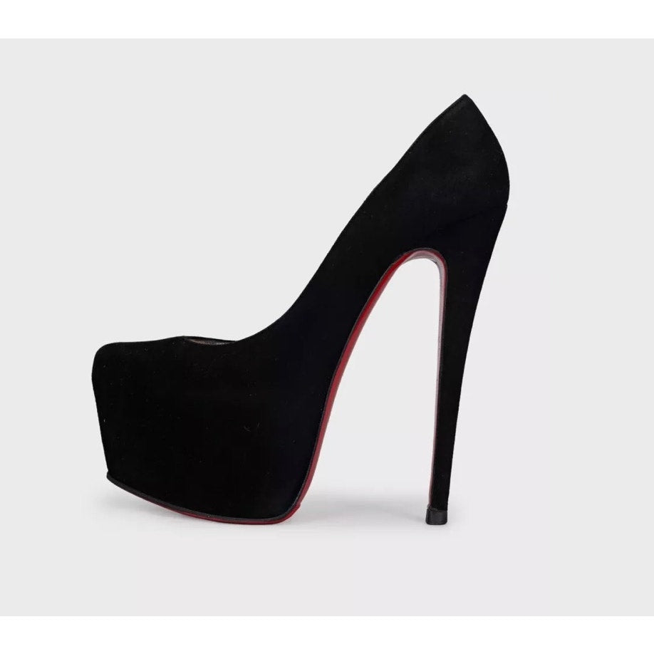 Christian Louboutin Black Suede Platform Pumps Size 37 Pre=owned