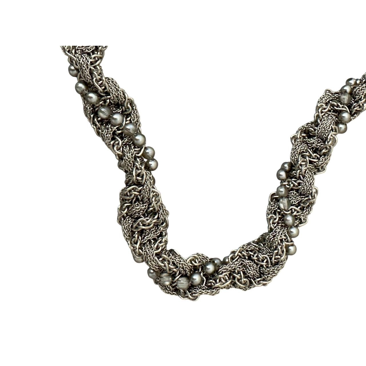 Chanel Multi-Layer Silver Tone Chain Necklace A18 Pre-owned