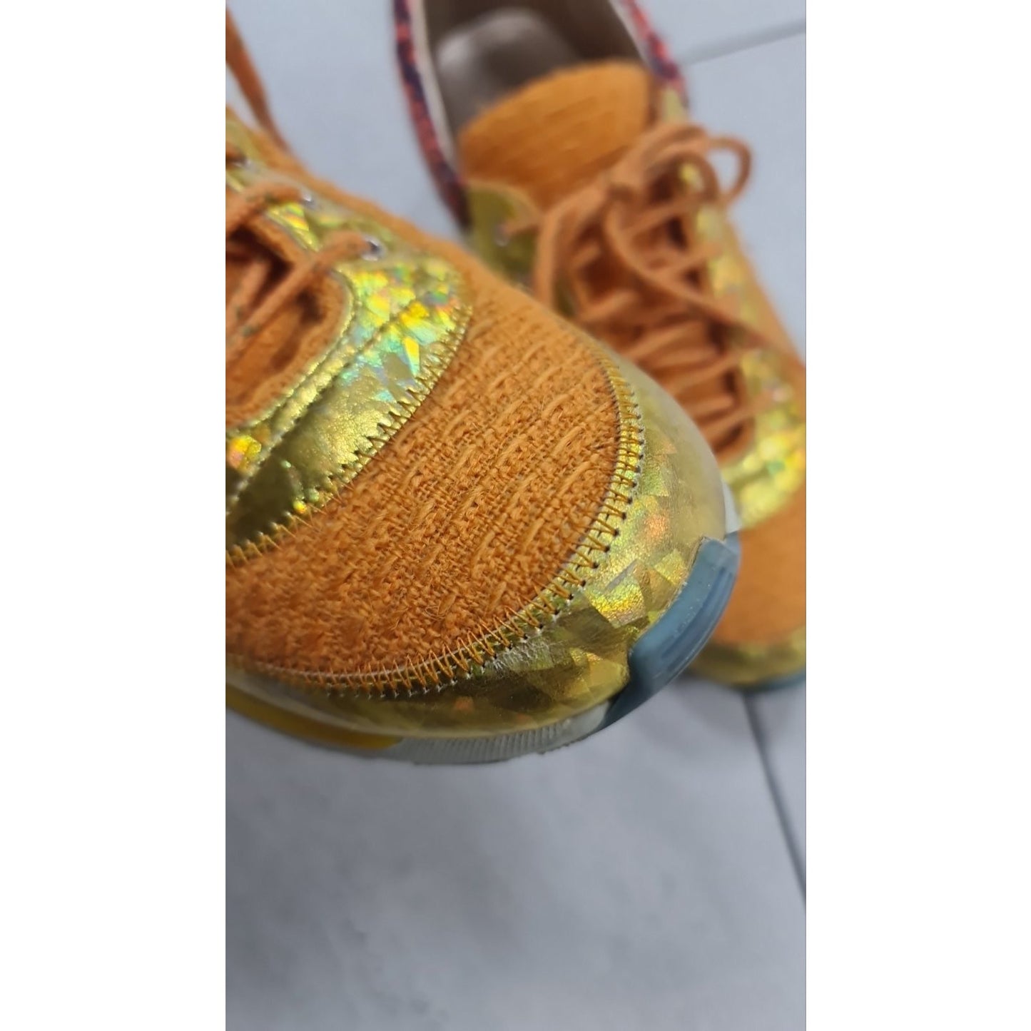 CHANEL orange & gold 14K SUPERMARKET TWEED Sneakers pre-owned