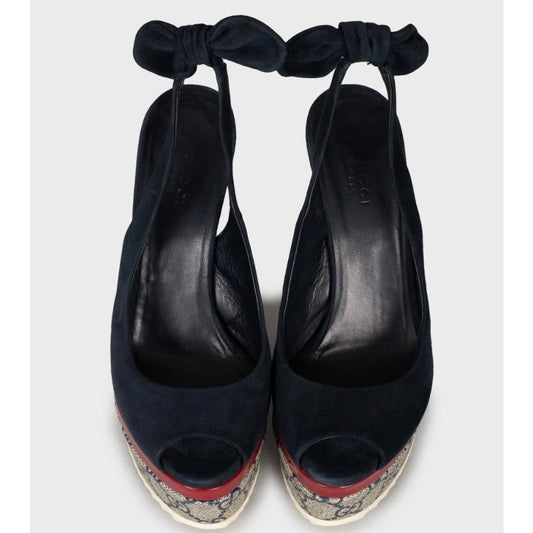 Gucci Blue Suede Wedge Sandals  Size 36 Pre-owned