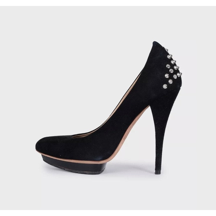 Alexander McQueen Black Suede Chic Rear Detail Pumps Sz.39 pre-owned