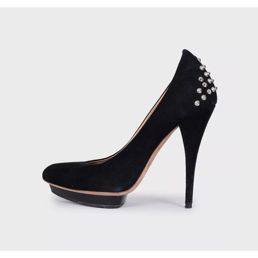 Alexander McQueen Black Suede Chic Rear Detail Pumps Sz.39 pre-owned