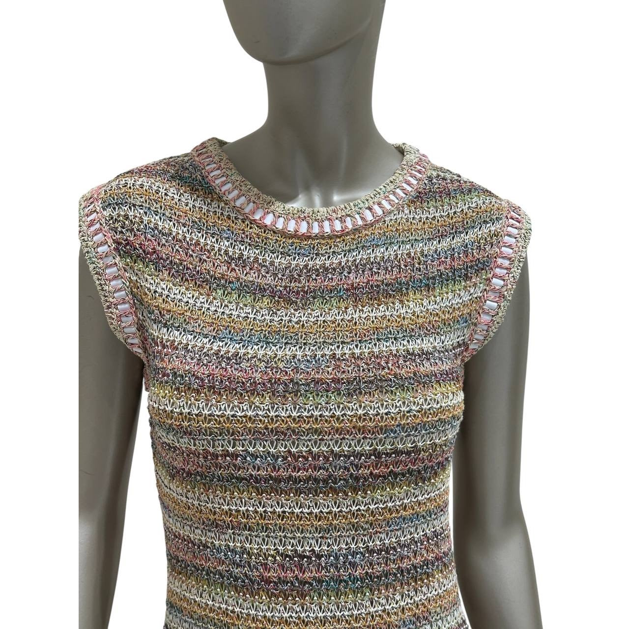 CHANEL 17C Cuba Collection Multicolor Knit Dress Sz.34 Pre-owned