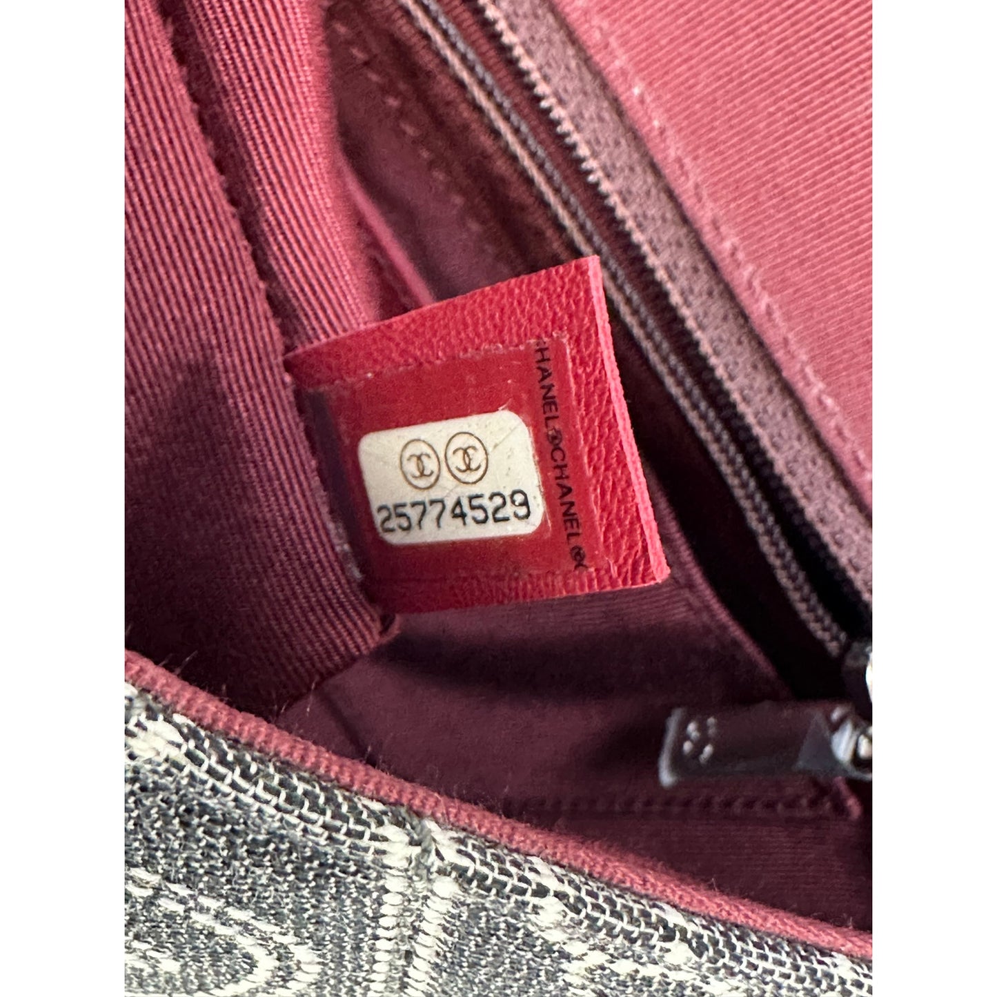 Chanel Camellia Double Side Flap Bag Quilted Printed Canvas Small Gray pre-owned