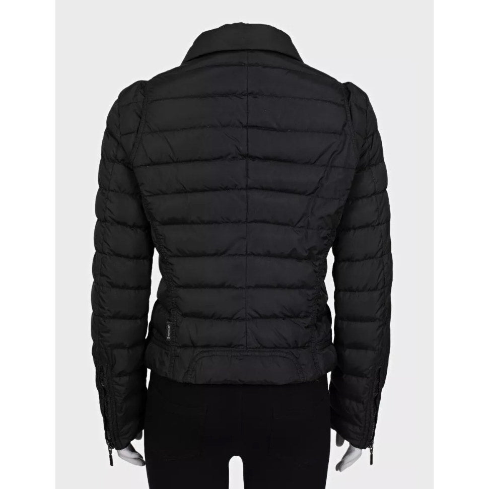 Moncler Black Fitted Down Jacket Asymmetric Zip Detachable Collar S Pre-owned