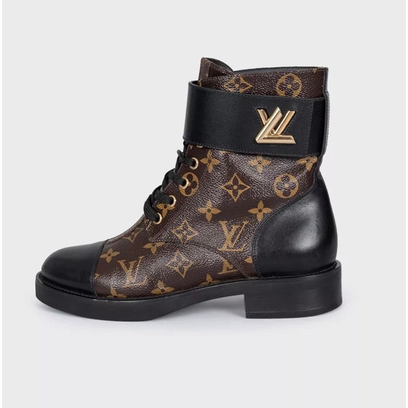 Louis Vuitton Wonderland Leather & Canvas Ankle Boots Sz 38 pre-owned