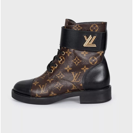 Louis Vuitton Wonderland Leather & Canvas Ankle Boots Sz 38 pre-owned