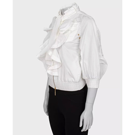 Roberto Cavalli White Ruffled Jacket - Size M Pre-owned