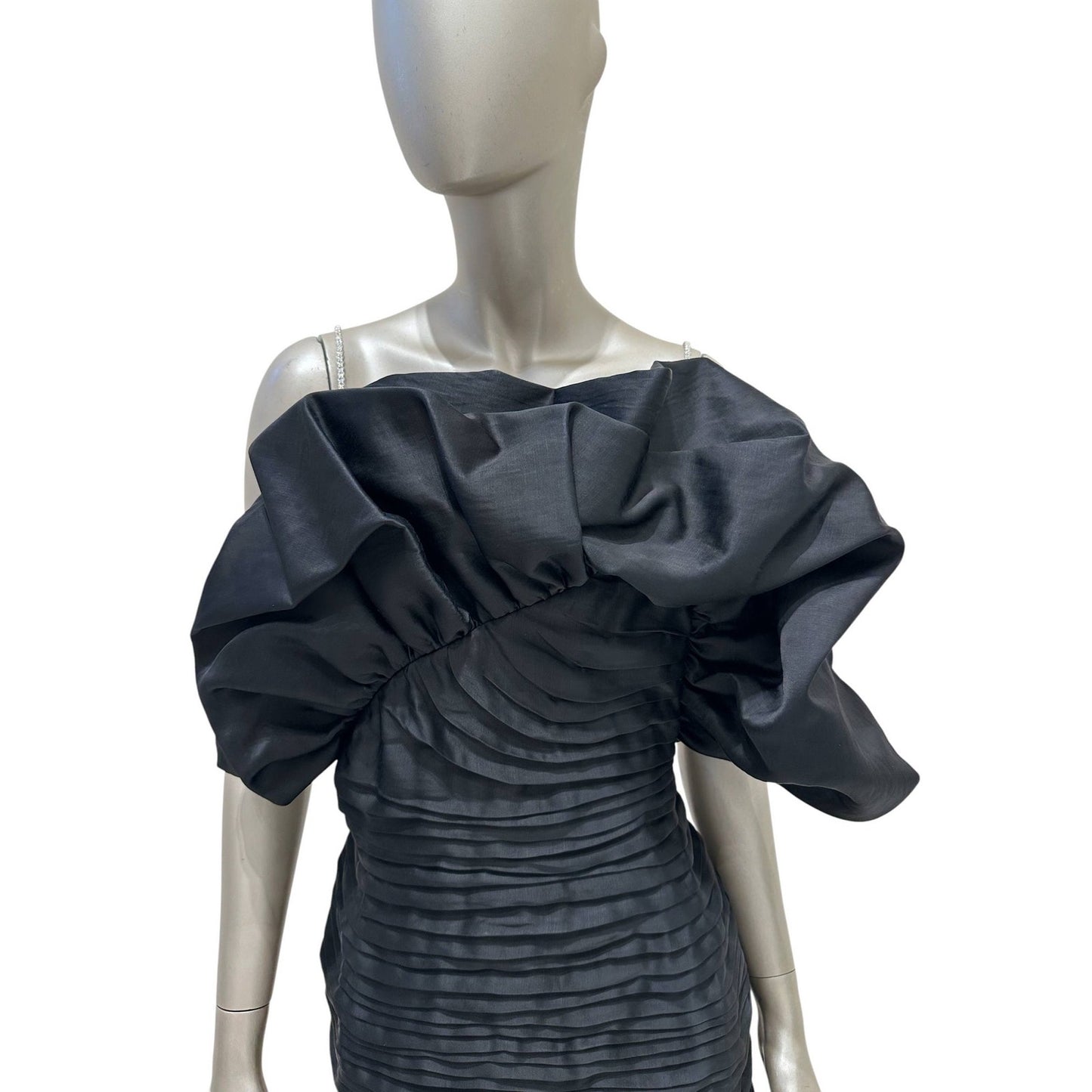 Magda Butrym Black Ruffled One-Shoulder Mini Dress Sz.38 Pre-owned