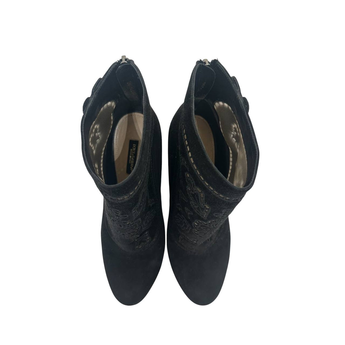 Gucci Black Suede Embroidered Ankle Boots EU 37 Pre-owned