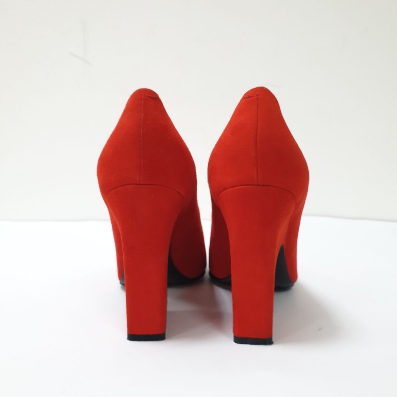 Celine Bright Red Suede Heels Pumps Sz.38 Pre-Owned