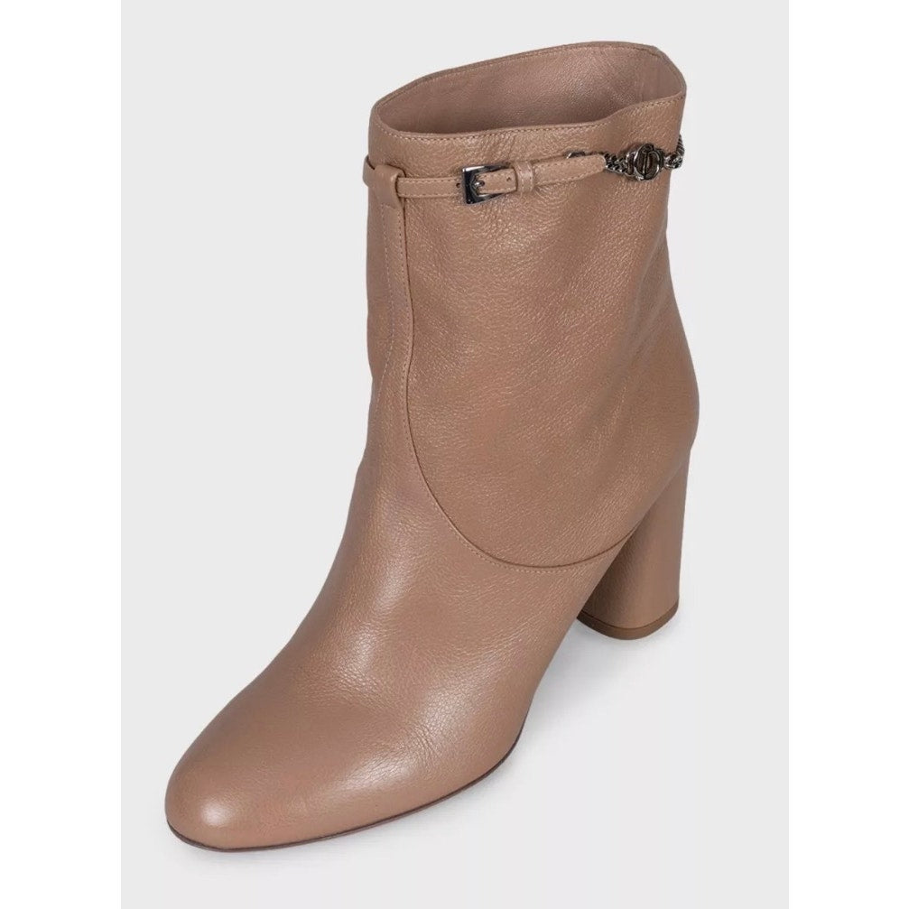 Christian Dior Brown Leather Chain Ankle Boots 38.5 Pre-owned