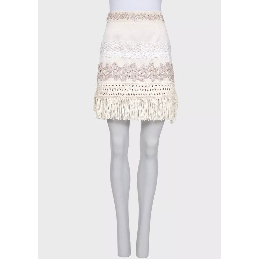 Louis Vuitton White Knit Skirt - Size FR36/S Pre-owned