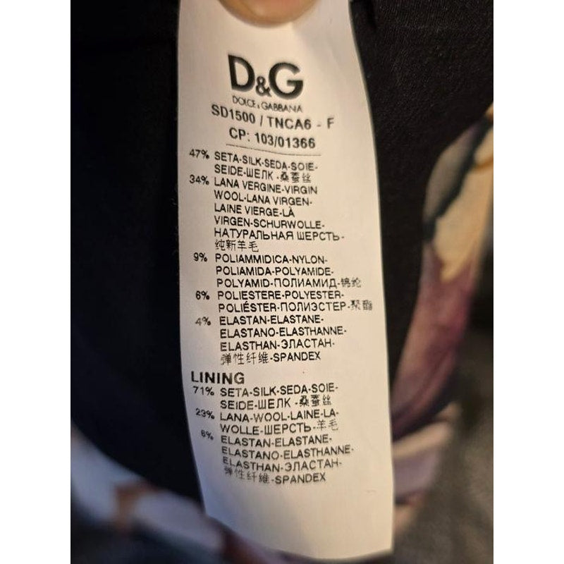 D&G Dolce & Gabbana Gray Silk Wool Floral Hem Dress 36/XXS Pre-owned
