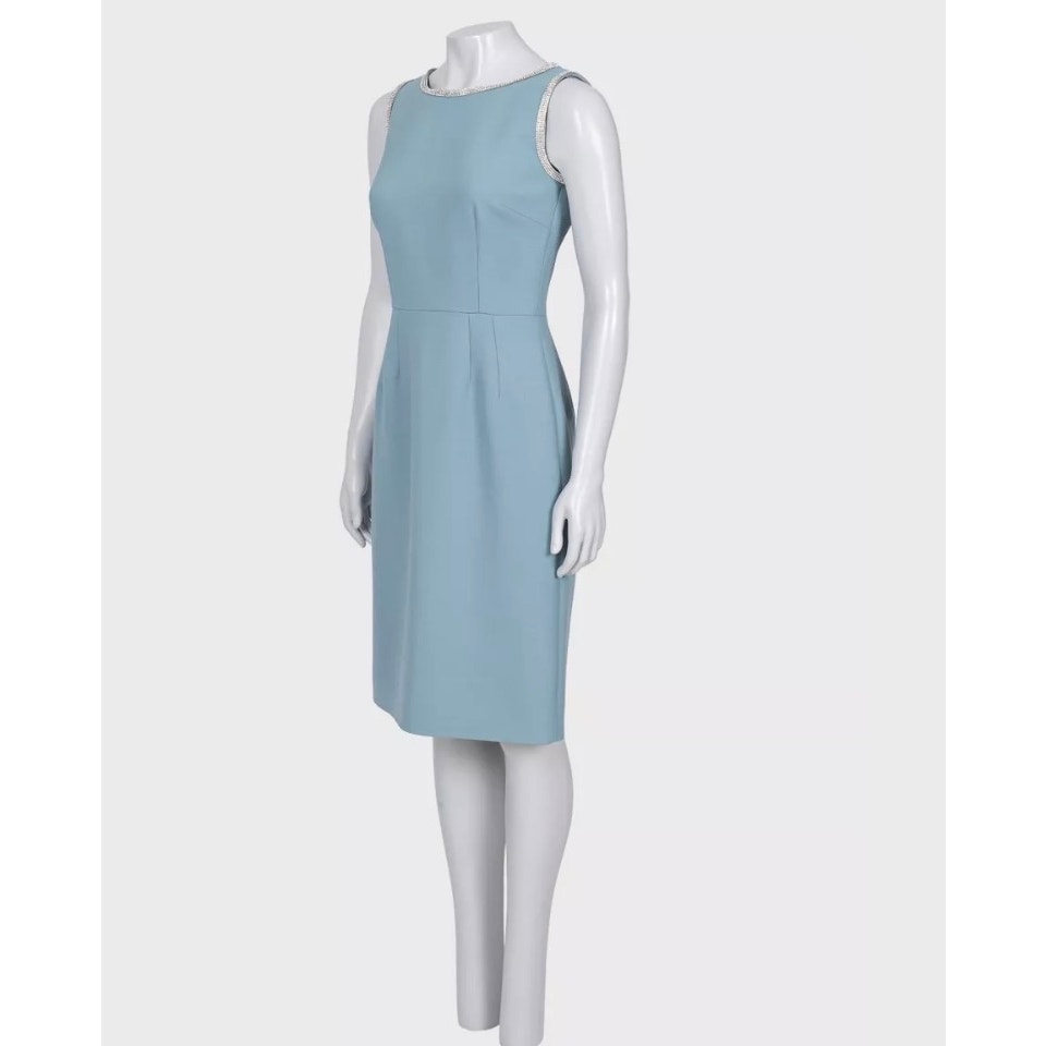 Dolce & Gabbana Blue Wool Crystal Embellished Dress Sz.40 Pre-owned