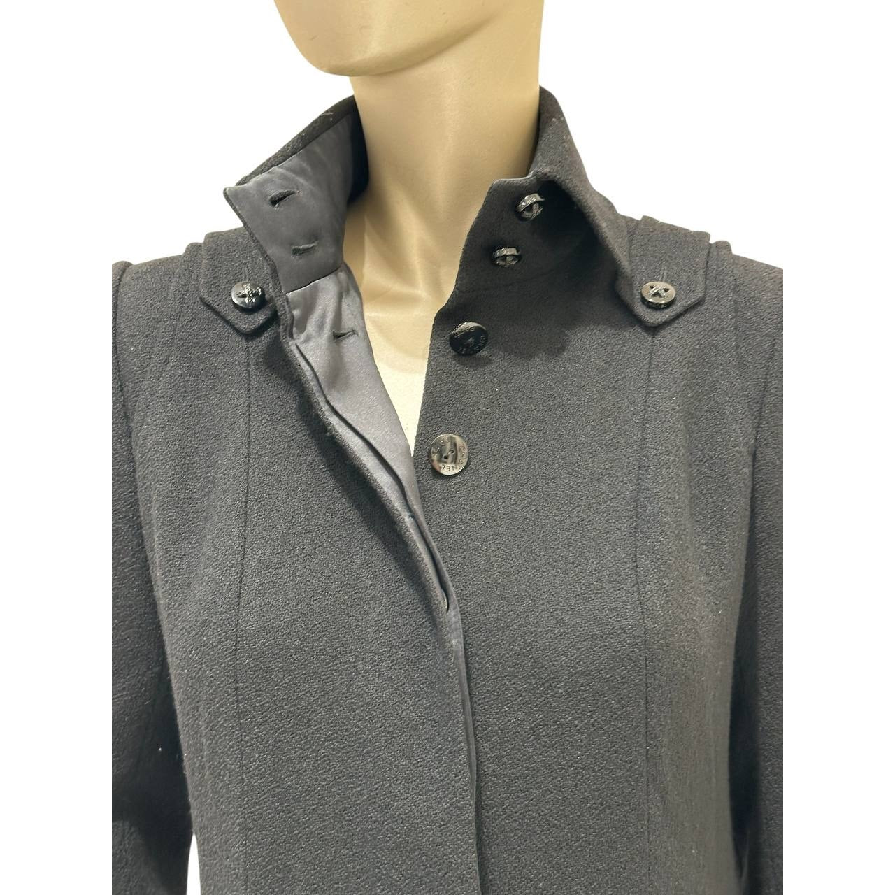 Chanel Black Wool Coat - Silk Lined & Tailored Sz.36 Pre-owned