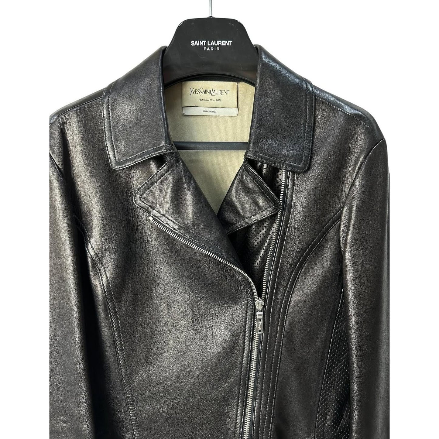 Yves Saint Laurent Black Leather Biker Jacket - Size 38 Pre-owned