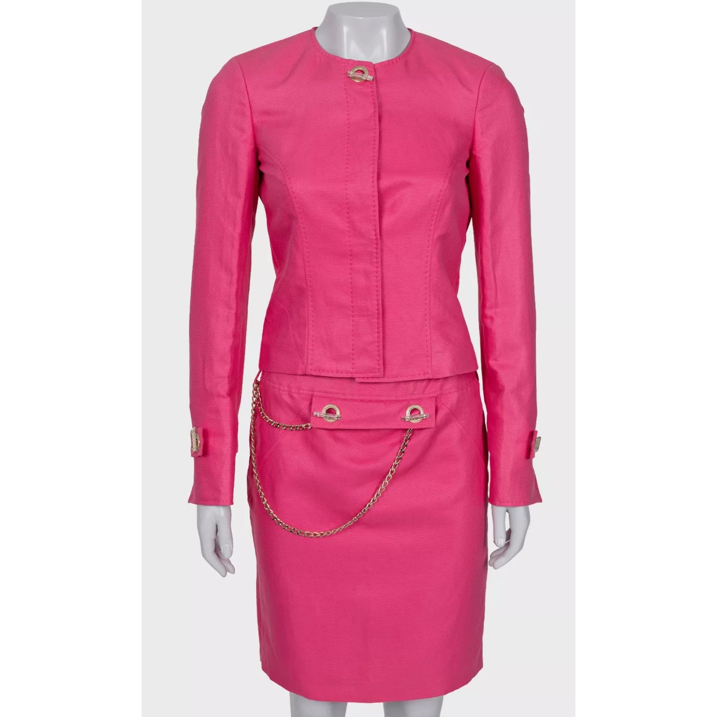 Versace Pink Cotton Skirt Suit - Size S Pre-owned