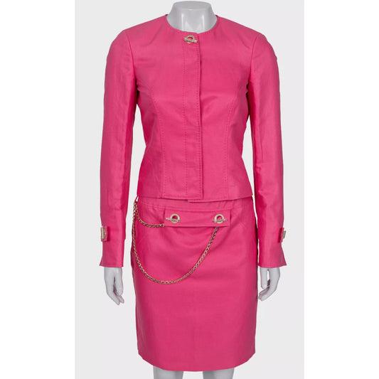 Versace Pink Cotton Skirt Suit - Size S Pre-owned