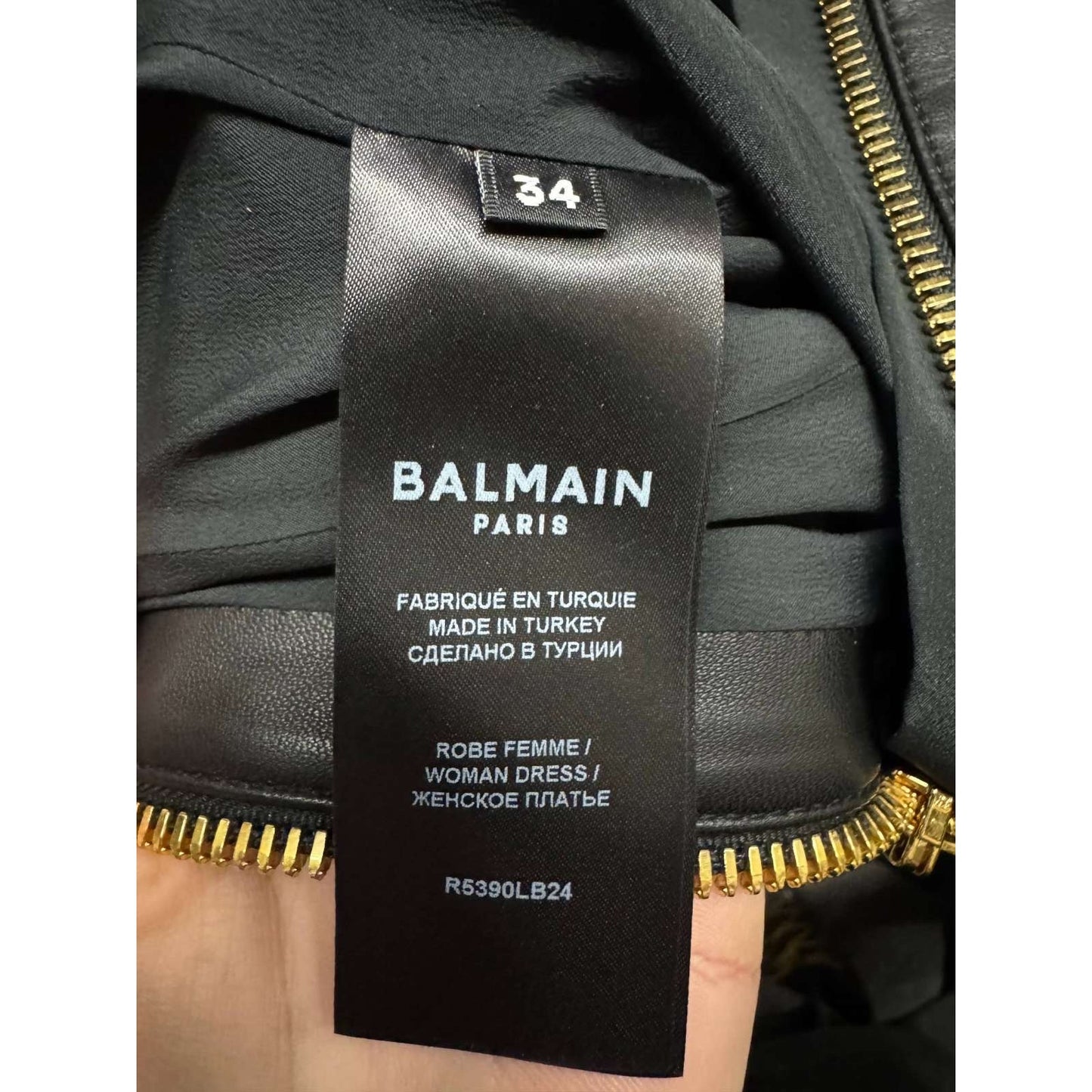 Balmain Black Lambskin Leather Mini Dress Sz.34/ XS Pre-owned