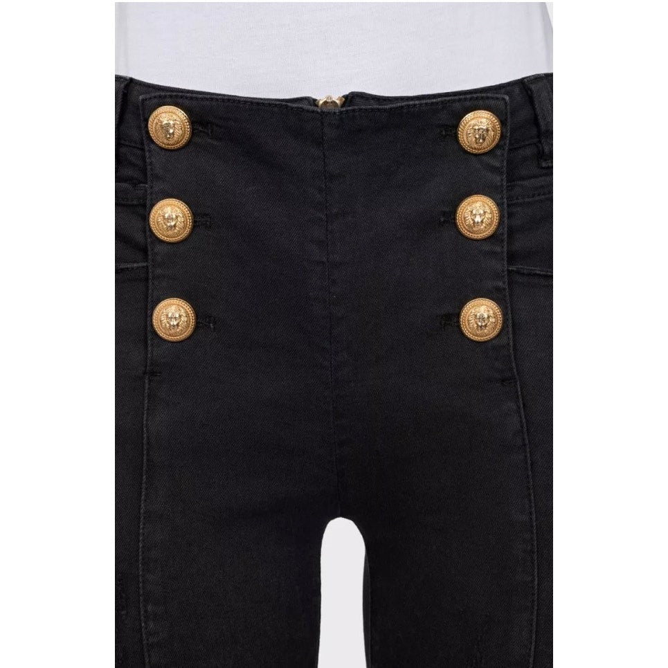 Iconic Balmain Skinny Jeans with Gold Tone Buttons  Sz.38 Pre-owned