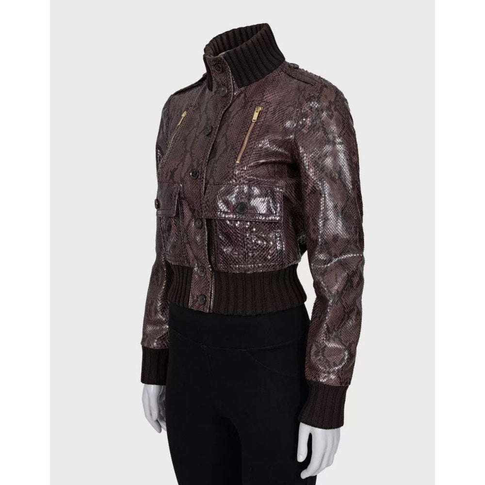 Gucci Python Print Lambskin Leather Jacket - IT 38 / XS pre-owned