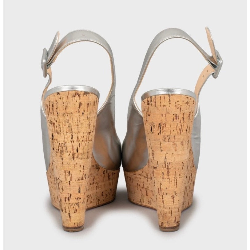 Christian Louboutin Silver Leather Sandals - Size 40 Pre-owned