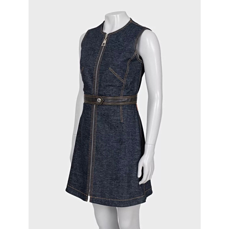 Louis Vuitton Denim Dress with Chic Leather Trim Sz XS pre-owned