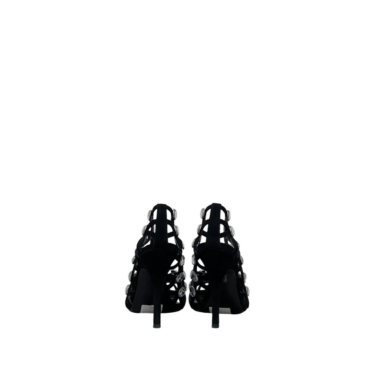 NWOB The Attico 'Grid' Pump Black Silver Heels Sz.38.5 pre-owned