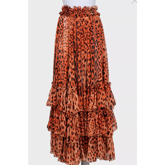 Dolce & Gabbana Silk Animal Print Maxi Skirt - XXS (IT36) Pre-owned