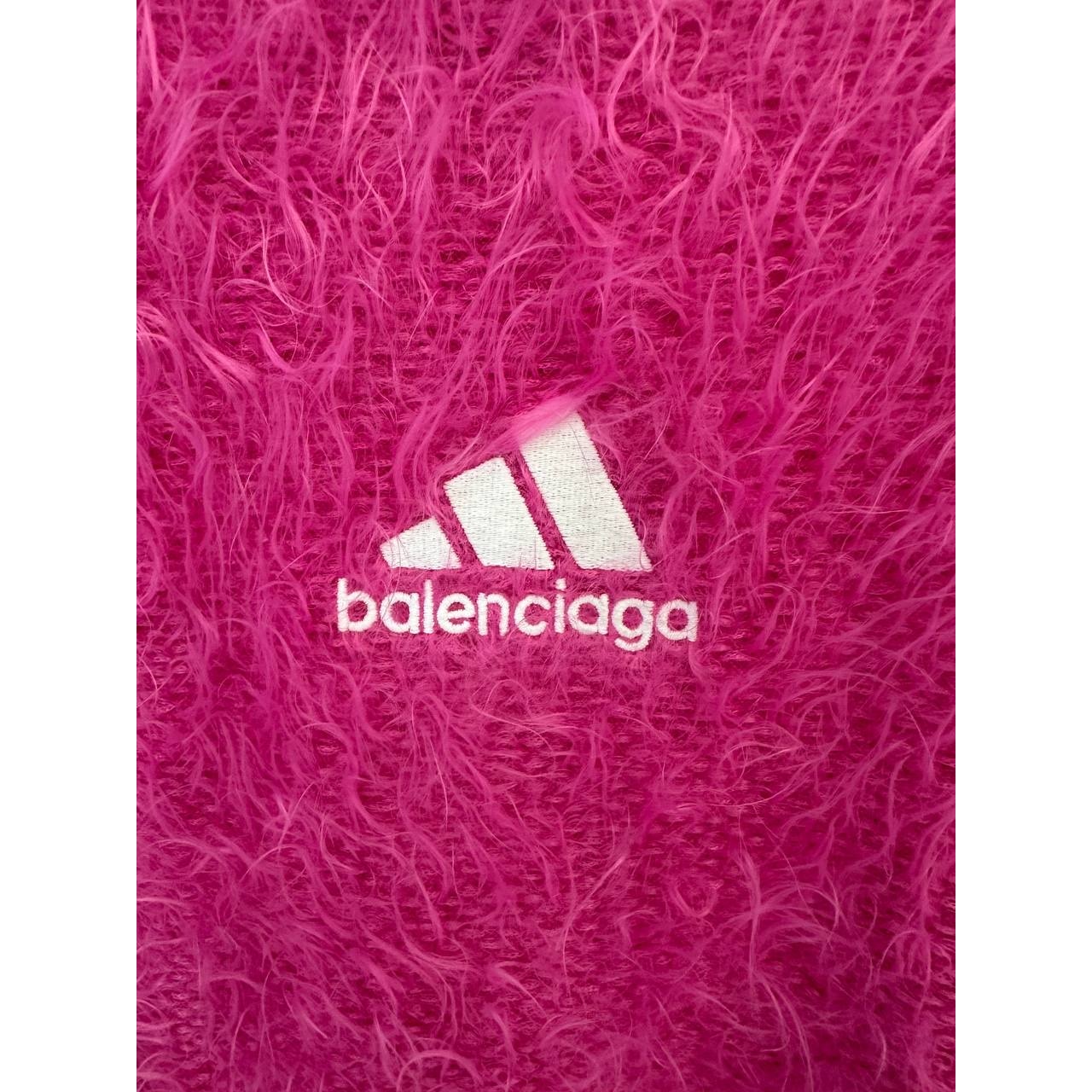 Balenciaga Bright Pink Knit  Large High Collar Tunic Sweater Sz.L Pre-owned