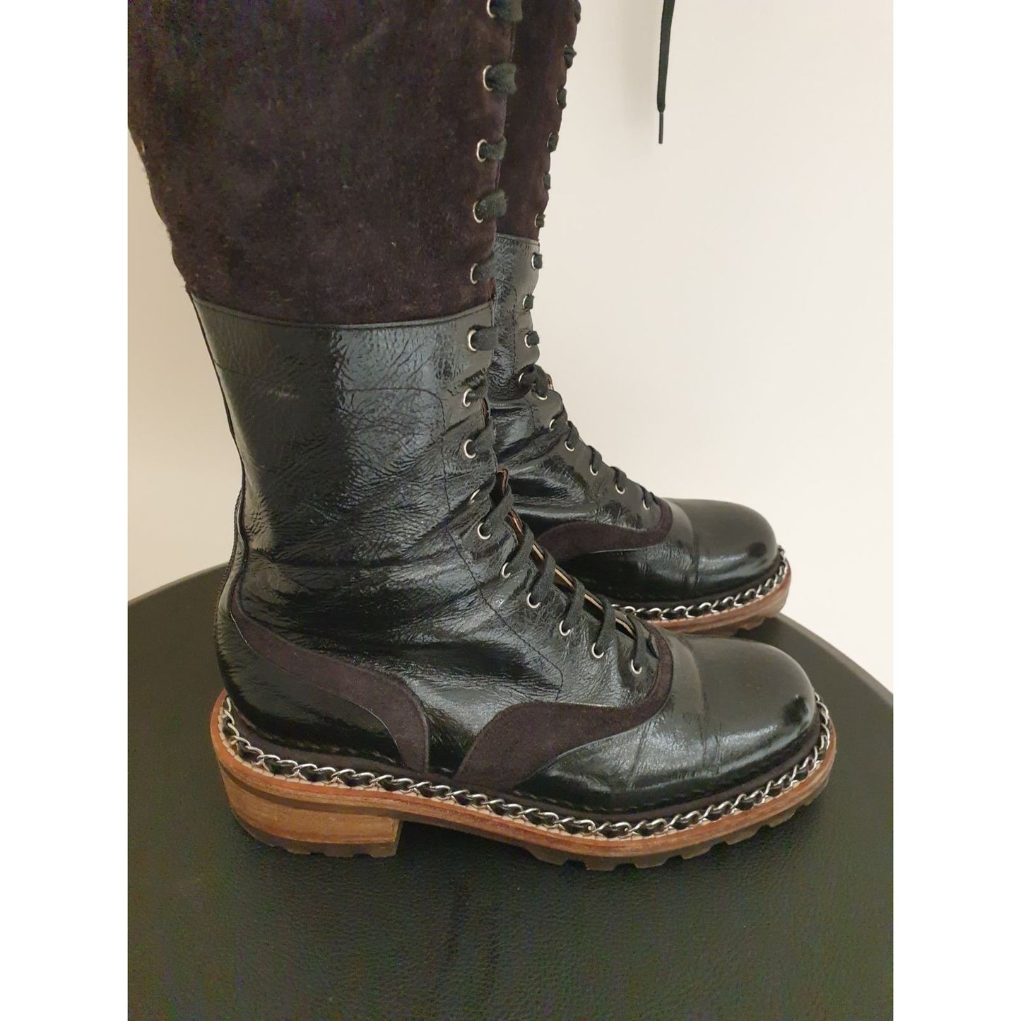 Chanel Paris-Salzburg Brown Suede Over-the-Knee Boots Sz.36 Pre-owned