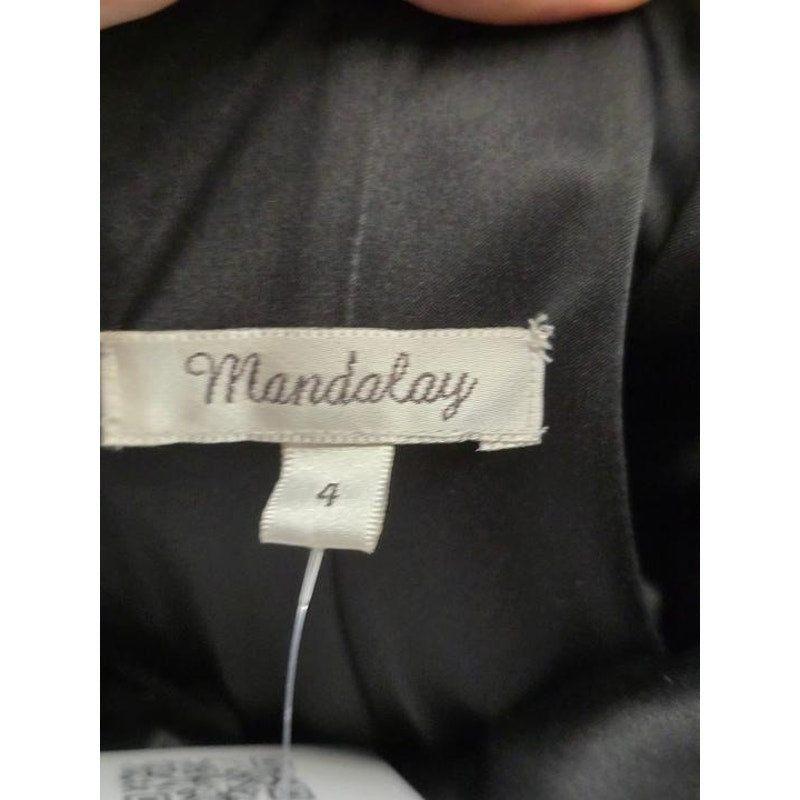 NWOT Mandalay Black Satin Asymmetrical Mini Dress Sz.4 Pre-owned